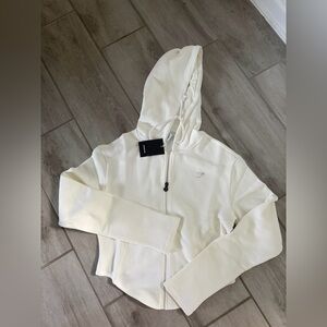 Gymshark White Zip-Up Hoodie Analis Cruz Size XL Soft White NEW